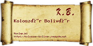 Koloszár Bolivár névjegykártya